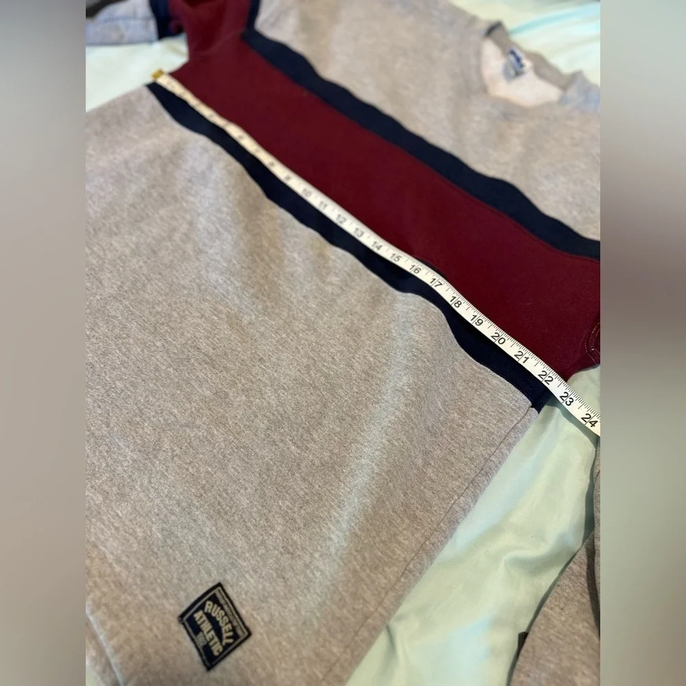 VTG 80s/90s Russell Athletic Sweatshirt Men XL Gray Colorblock Striped.